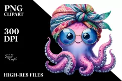 Vibrant Octopus Silk Scarf Sunglasses | Clipart Product Image 1