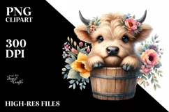 Cute Baby Highland Cow, PNG Product Image 3