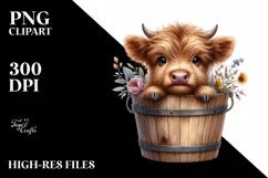 Cute Baby Highland Cow, PNG Product Image 2