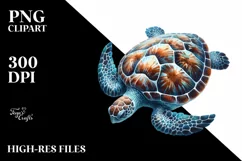 Sea Turtle Marine Ocean Reptile Clipart Product Image 1