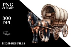 Watercolor Vintage Horse Wagon PNG Product Image 1