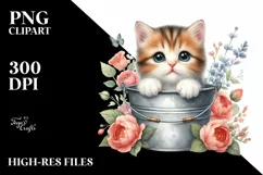 Cute Baby Cat in Flowers PNG Product Image 1
