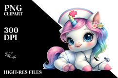 Cute Baby Unicorn Nurse Watercolor Pastel | Sublimation | Product Image 2