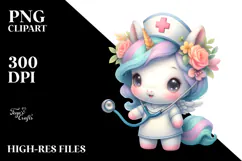 Cute Baby Unicorn Nurse Clipart Product Image 2