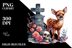 Cute Baby Elk with Grave Clipart Product Image 2