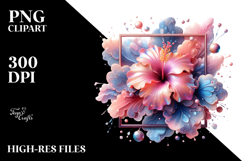 Shiny Hibiscus with Frame, Transparent PNG Product Image 2