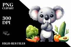 Koala Standing Vegetables Big Eyes Goofy Smile Caricature Product Image 3