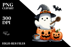 Simple Funny Halloween Ghost Clipart Product Image 2