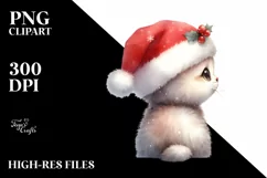 Christmas Cat with Santa Hat PNG Product Image 1