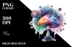 Colorful Magical Mushroom | Watercolor Clipart Product Image 1