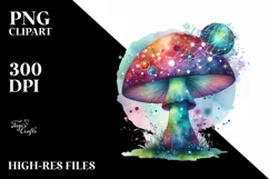 Colorful Magical Mushroom | Watercolor Clipart Product Image 3