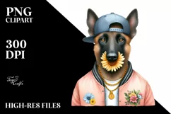 Malinois Big Eyes Hip Hop Singer Watercolor Clipart Product Image 3