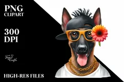 Malinois Big Eyes Hip Hop Singer Watercolor Clipart Product Image 3
