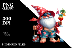 Gnome with Cocktail in Beachwear, Transparent PNG Product Image 2
