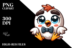 Joyful Bird with Bow Tie, Playful PNG Product Image 2