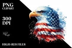 Watercolor Patriotic Bald Eagle in USA Colors Product Image 1