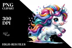 Vibrant Cute Unicorn Clipart PNG Product Image 1