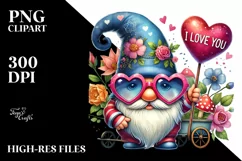 Valentines Gnome with Sunglasses PNG Product Image 2