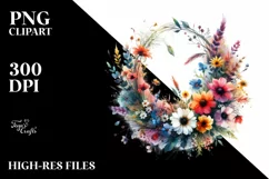 Watercolor Abstract Vibrant Wreath Wild Flowers Product Image 1