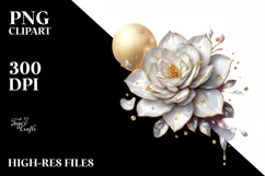 Golden Shiny Gardenia Splash | Sublimation | Clipart Product Image 1