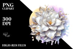 Golden Shiny Gardenia Splash | Sublimation | Clipart Product Image 1