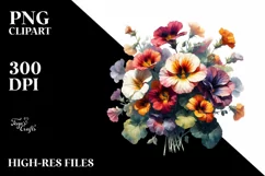 Colorful Nasturtium Bouquet | Sublimation | Clipart Product Image 3