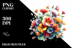 Colorful Nasturtium Bouquet | Sublimation | Clipart Product Image 1