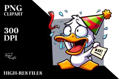 dramatic despair Funny Duck in Party Hat PNG Product Image 2
