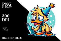 Silly Cartoon Duck with Party Hat, Cute PNG Product Image 2