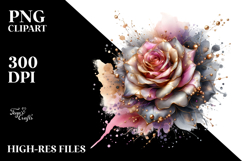 Abstract Golden Rose | Watercolor Splash Clipart Product Image 2