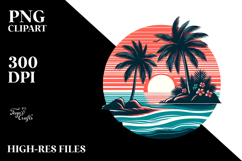 Retro Tropical Island Sunset,Transparent PNG Product Image 2
