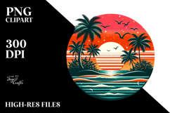 Retro Tropical Island Sunset,Centered Image Product Image 2
