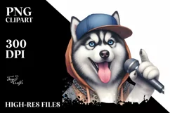 Siberian Husky Big Eyes Hip Hop Singer Watercolor Clipart Product Image 3