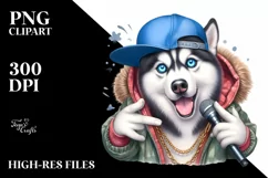 Funny Siberian Husky Hip Hop Singer | Sublimation Clipart Product Image 3