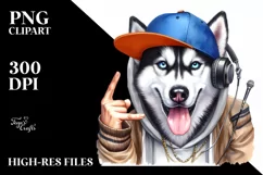 Funny Siberian Husky Hip Hop Singer | Sublimation Clipart Product Image 3