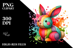 Colorful Bunny Made of Wood, PNG Product Image 2