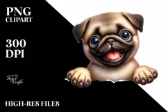 Colorful Baby Pug Watercolor Clipart Product Image 3