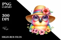 Colorful Cute Parrot | Watercolor Clipart Product Image 1
