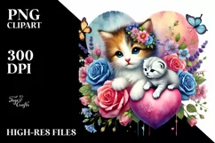 Colorful Kitten Sitting on Flower PNG Product Image 2