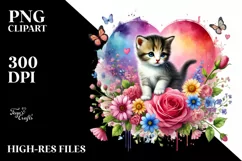 Colorful Kitten Sitting on Flower PNG Product Image 2