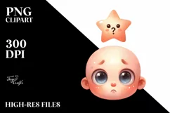 Funny Baby Star with Confused Eyes PNG Product Image 3