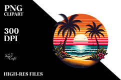 Retro Tropical Beach Sunset PNG Product Image 2