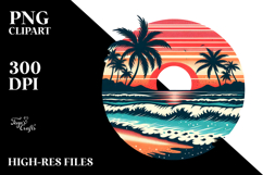 Retro Tropical Beach Sunset PNG Product Image 2