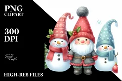 Cute Snowman in Winter Scenery with Christmas Ornaments PNG Product Image 3