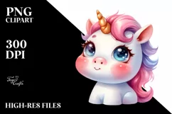 Funny Baby Face Unicorn PNG Product Image 1