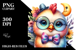 Colorful Watercolor Baby Rooster PNG Product Image 2