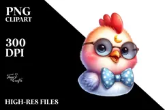 Baby Rooster with Bowtie on Moon PNG Product Image 2