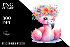 Pastel Flamingo Sitting Clipart Product Image 2
