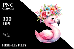 Pastel Flamingo Sitting Clipart Product Image 2