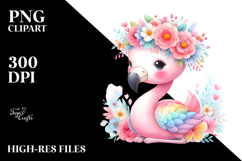 Pastel Flamingo Sitting Clipart Product Image 2